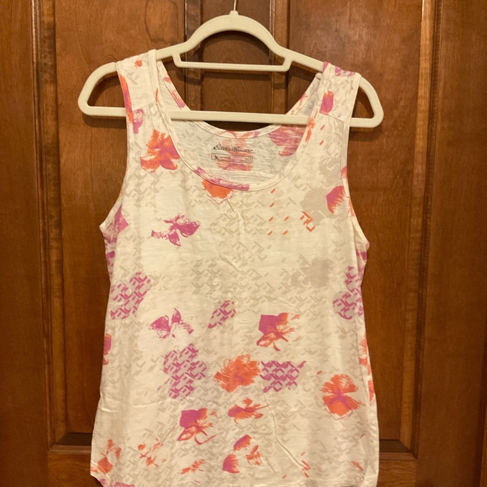 Eddie Bauer Women's Sleeveless Top - Pink and Orange Pattern